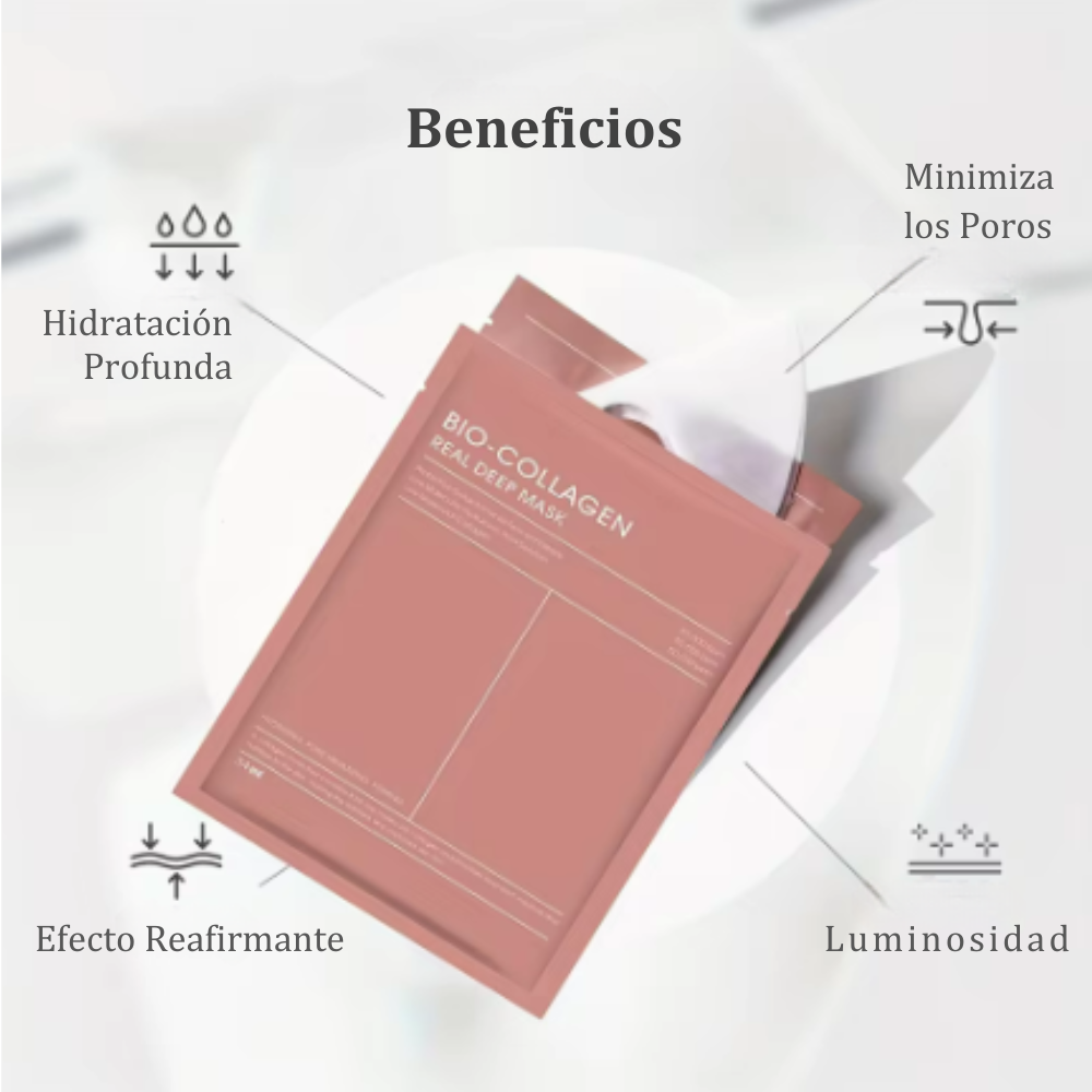 BioGlow - Mascarilla Facial de Bio Colágeno Real