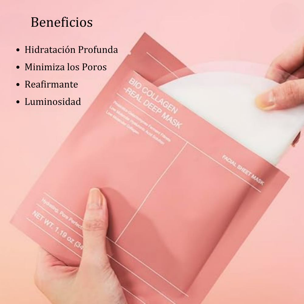 BioGlow - Mascarilla Facial de Bio Colágeno Real